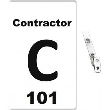 Custom Printed Numbered PVC Contractor Badges + Strap Clips - 50 pack